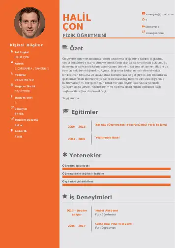 Fizik Öğretmeni CV Örnekleri cv indir